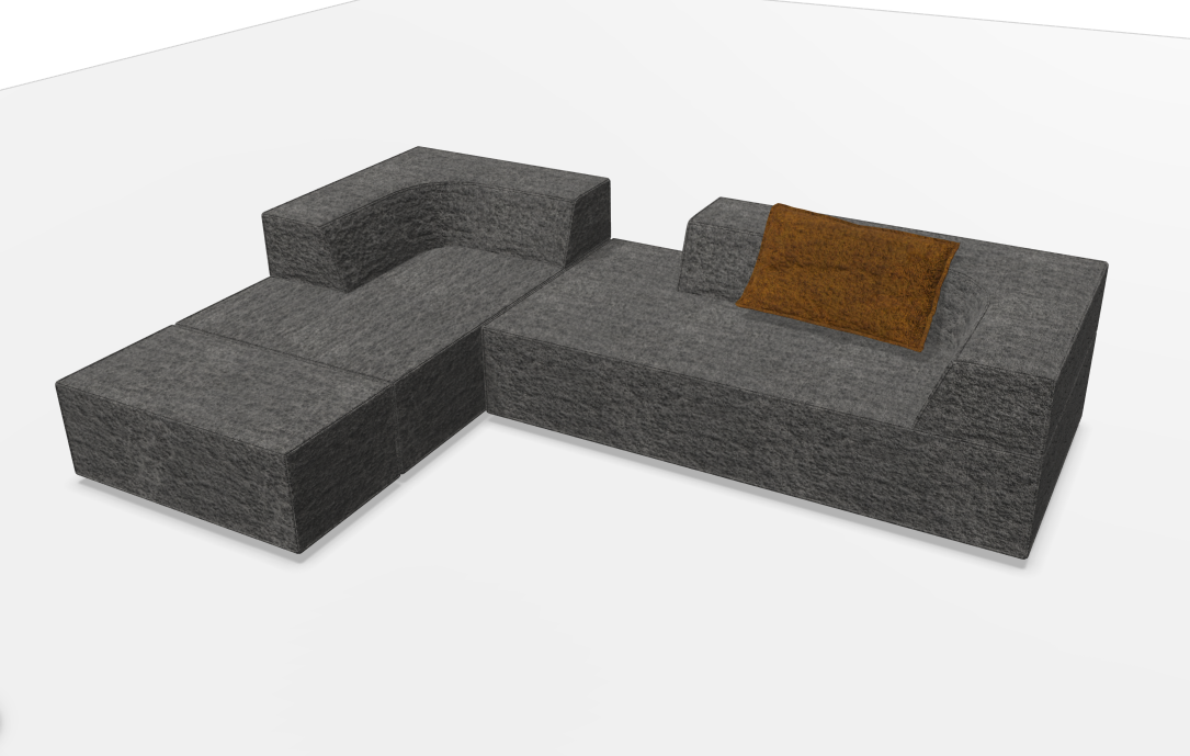 Sofa Trio von Cor in grauem Stoff als Freisteller-Grafik.