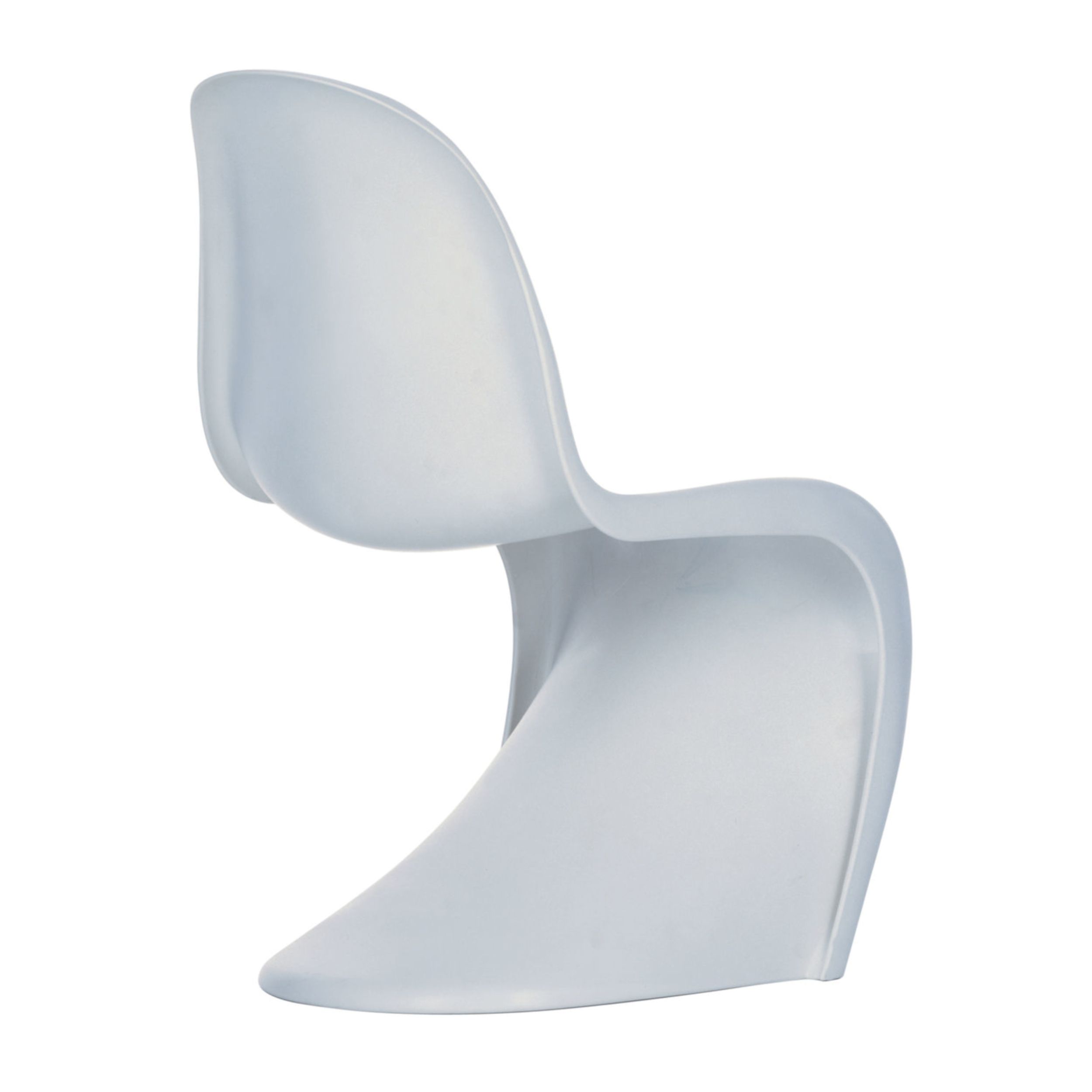 Schalenstuhl Panton Chair von Vitra in alter Höhe in weiß als Freisteller von hinten.