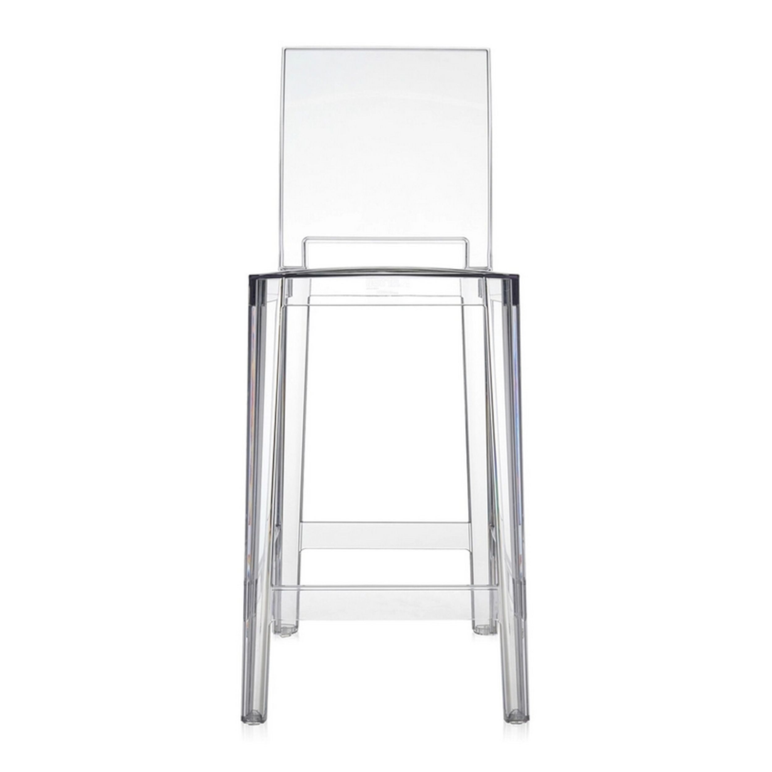 Barhocker One More Please von Kartell transparent als Freisteller von vorne
