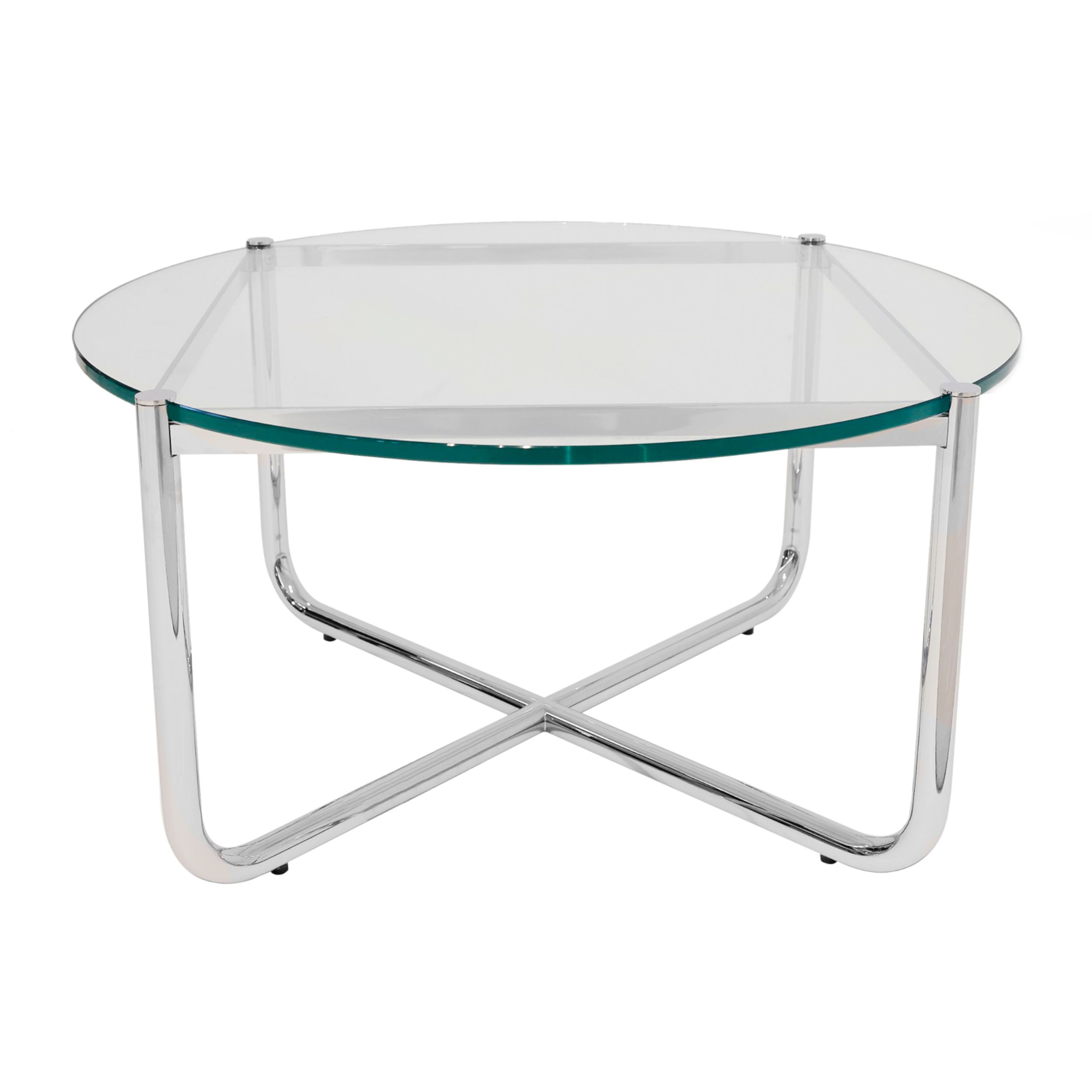 Couchtisch MR von Knoll International in Klarglas als Freisteller.
