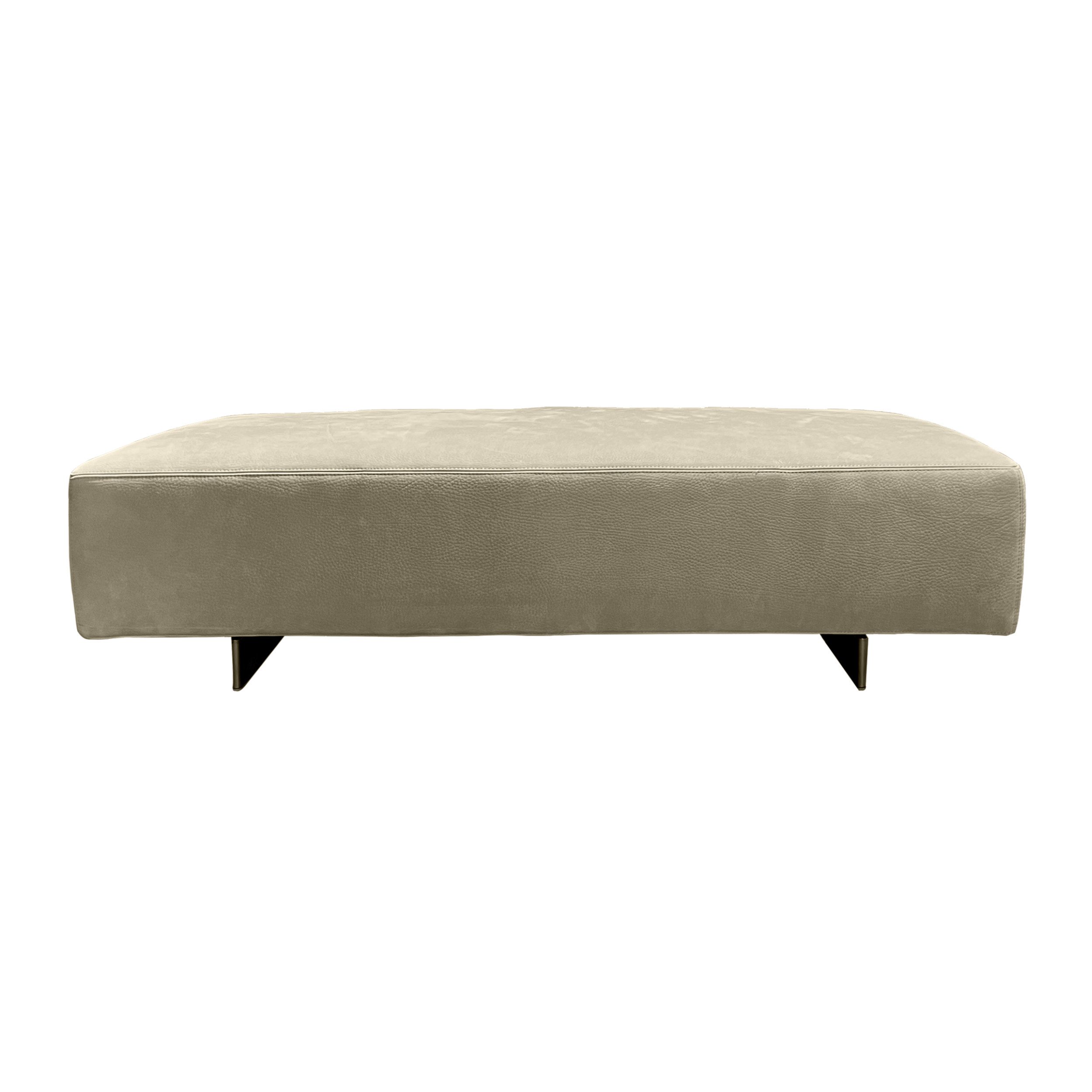 Hocker Damier Nubuk-Leder sabbia Freisteller Ansicht frontal