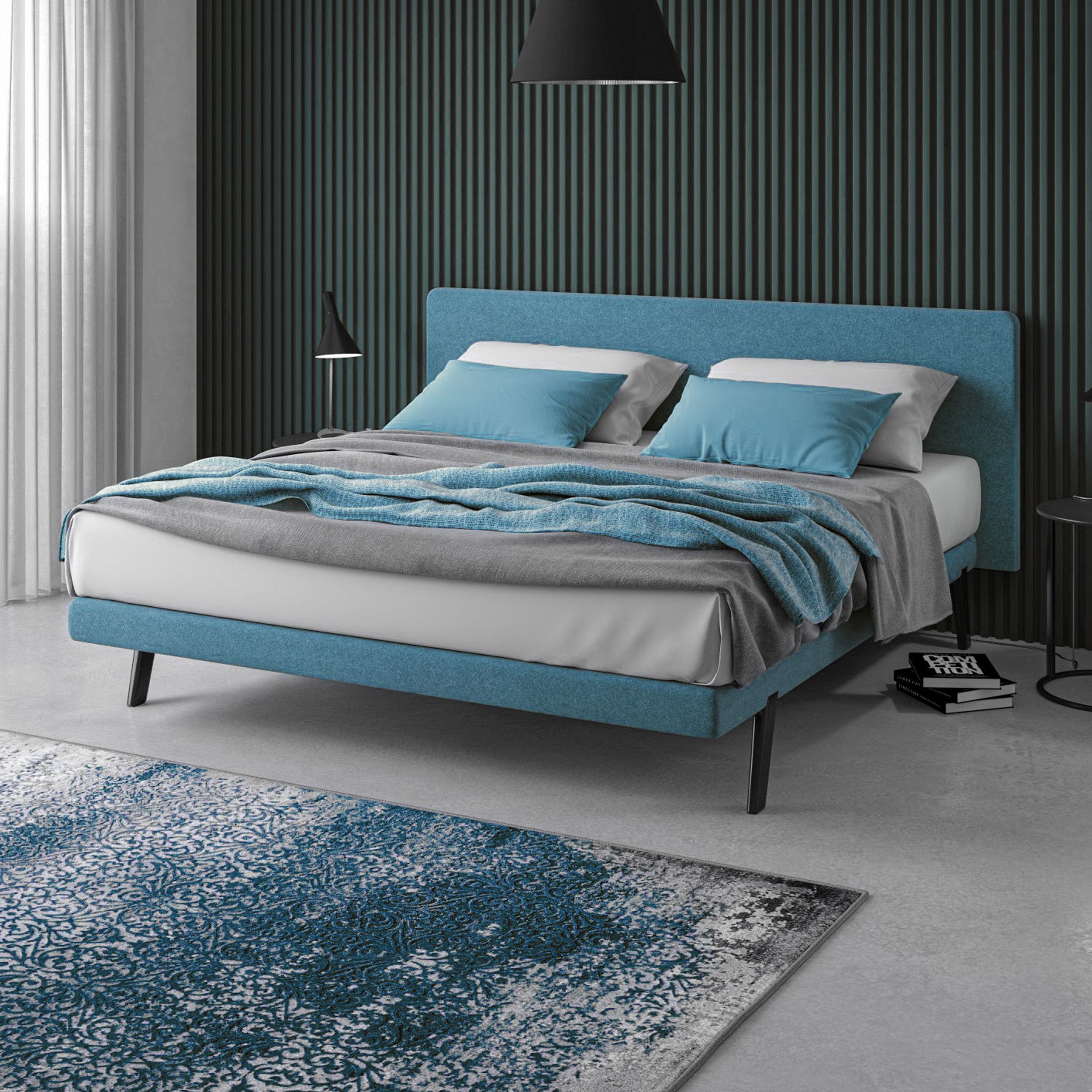 Boxspringbett Esprit von Superba in blau als Milieubild