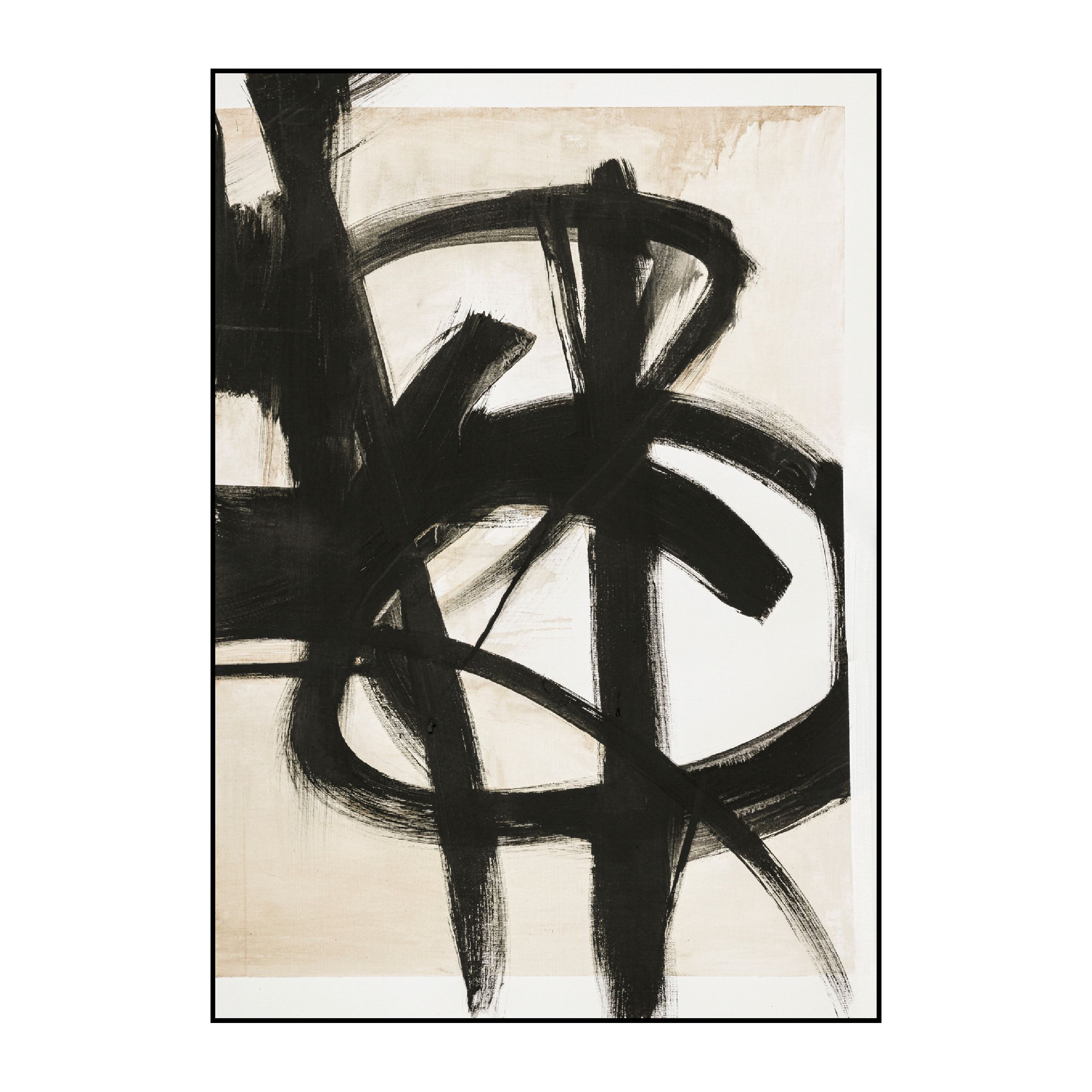 Gedrucktes Bild Graphical Shapes 7 von Malerifabrikken in beige und schwarz vor weissem Hintergrund