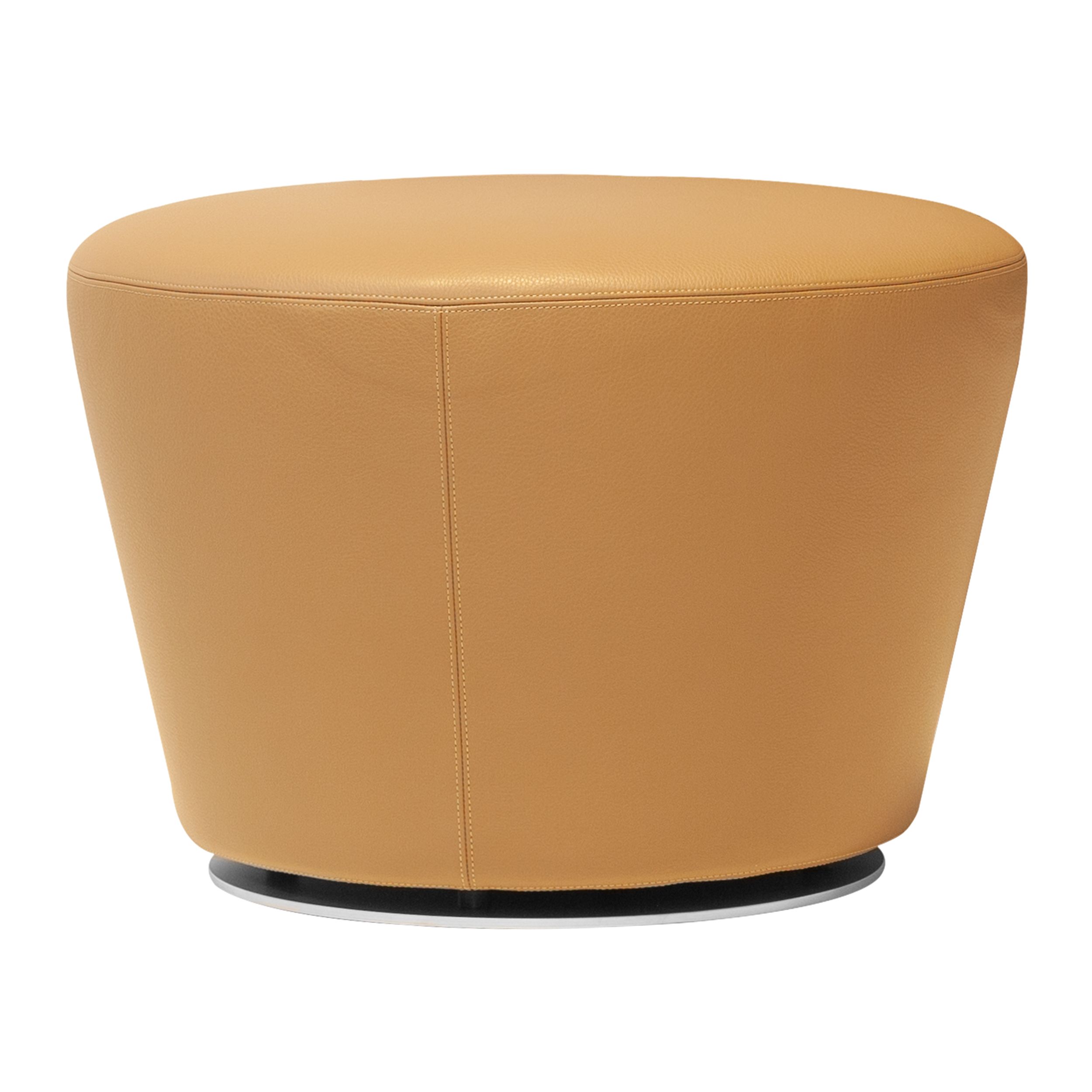 Hocker Harbor von B&B Italia in hellbraunem Leder als Freisteller frontal.