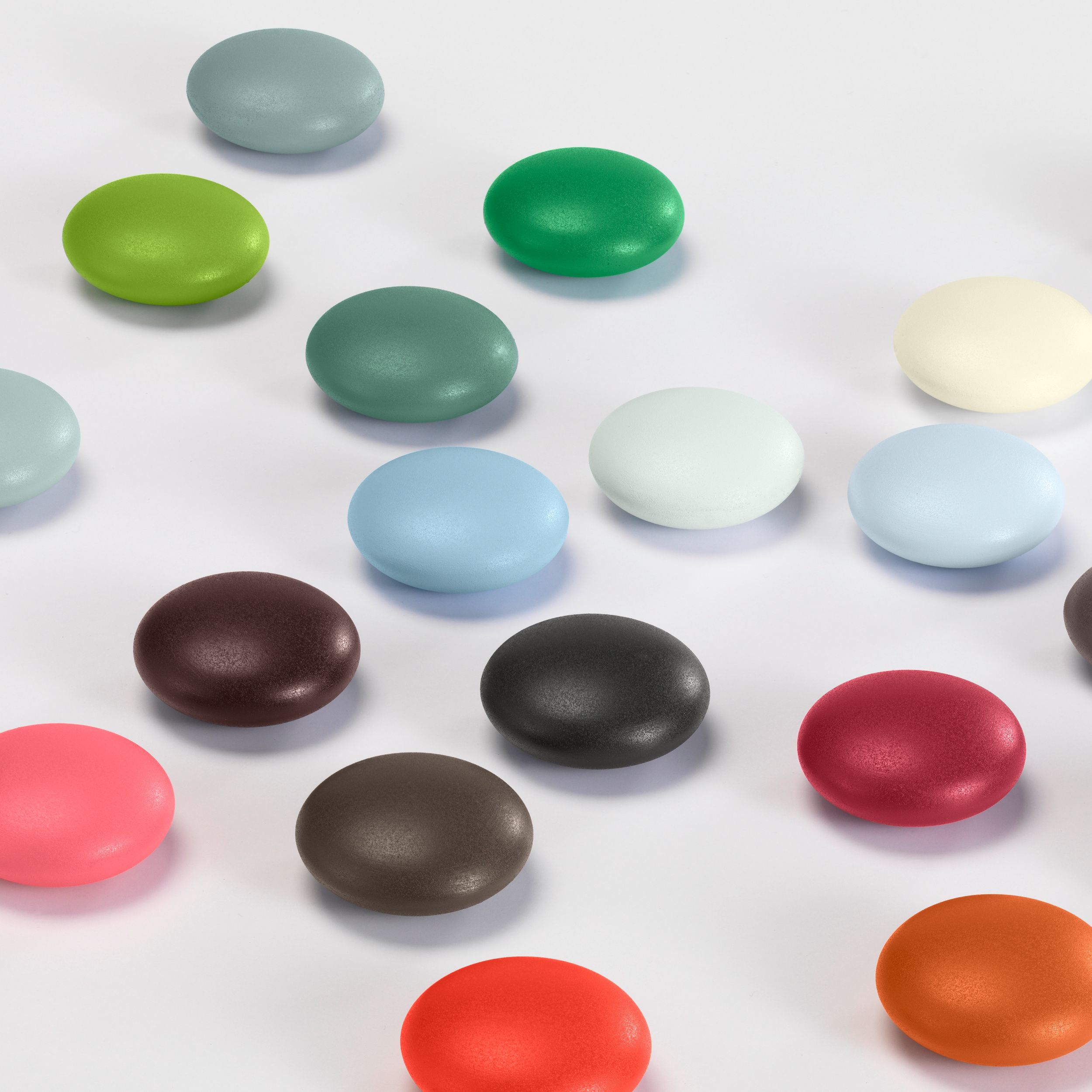 Magnete Magnet Dots von Vitra in verschiedenen Farben im Gruppenbild.