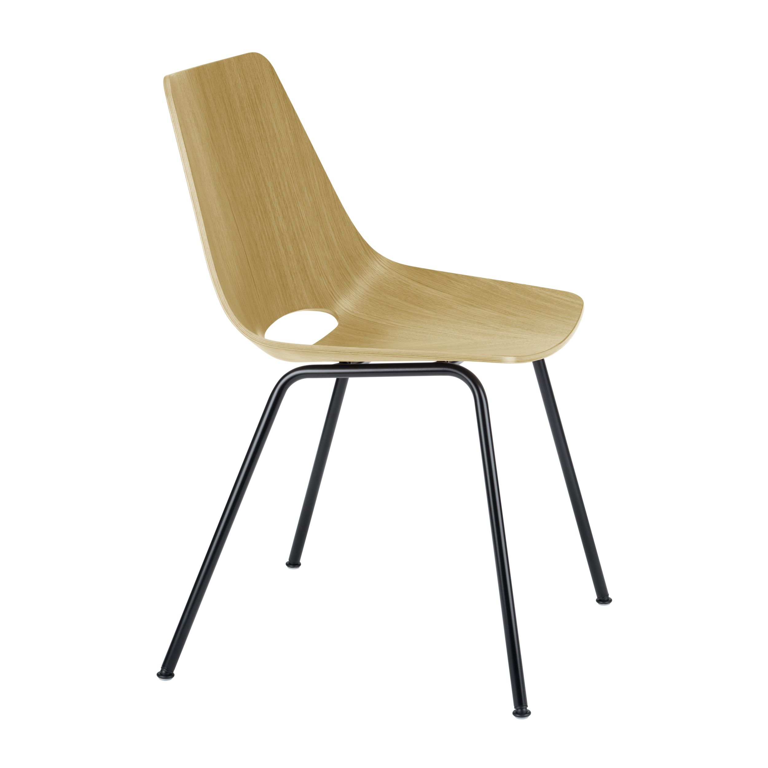 Schalenstuhl S 661 von Thonet in Eiche als Freisteller seitlich.