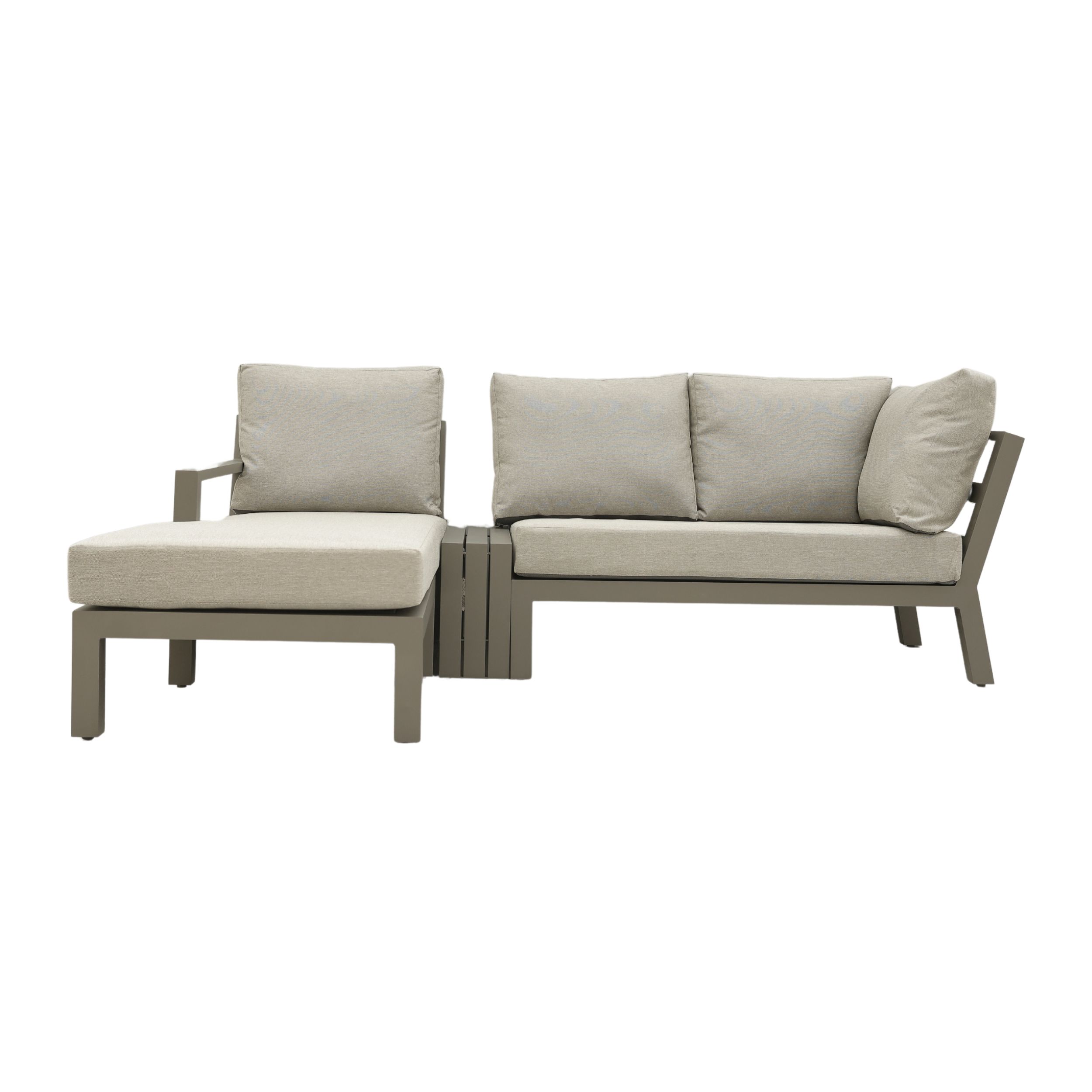 Lounge Timber von Life in grau als Freisteller mit Beistelltisch