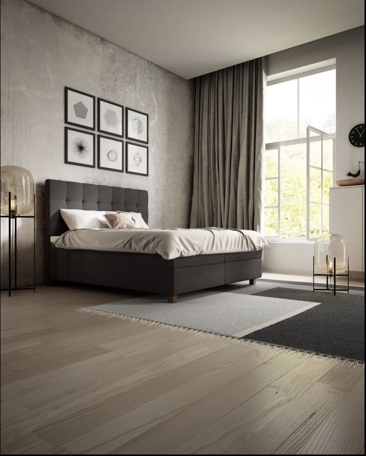 Boxspringbett Arosa von Recticel in schwarz als Milieubild