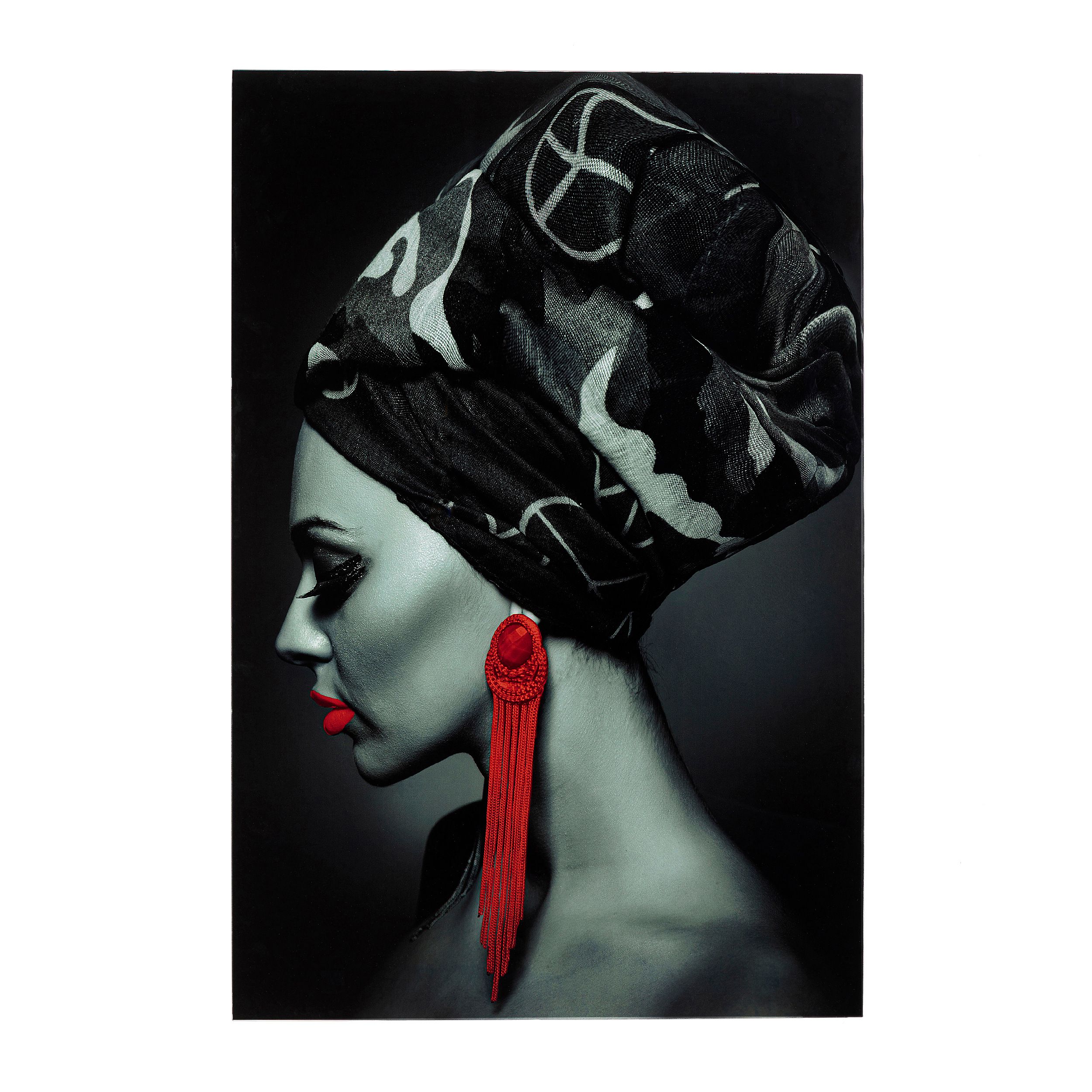 Glasbild Lady Red Earring