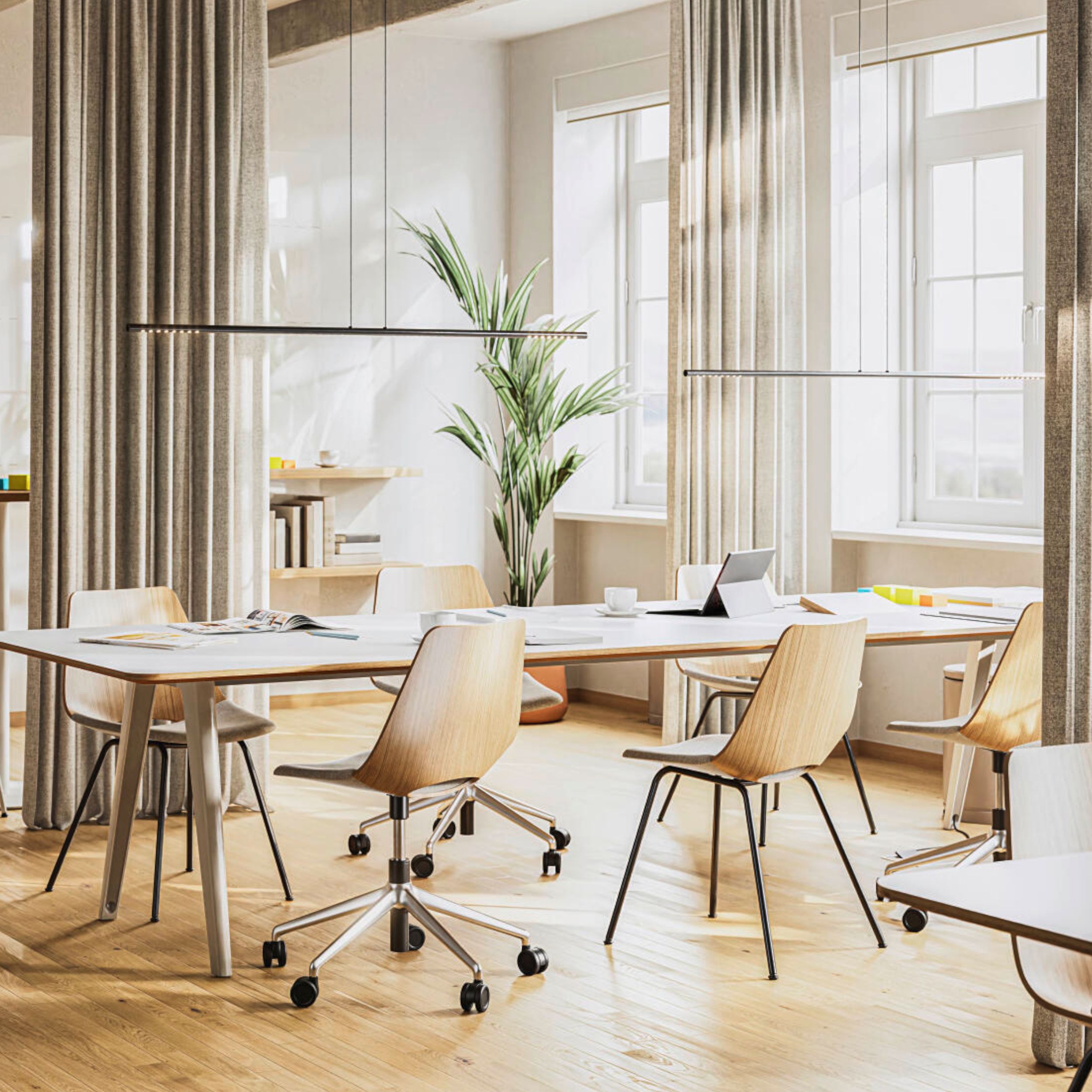 Schalenstuhl S 661 von Thonet in Eiche als Milieubild.