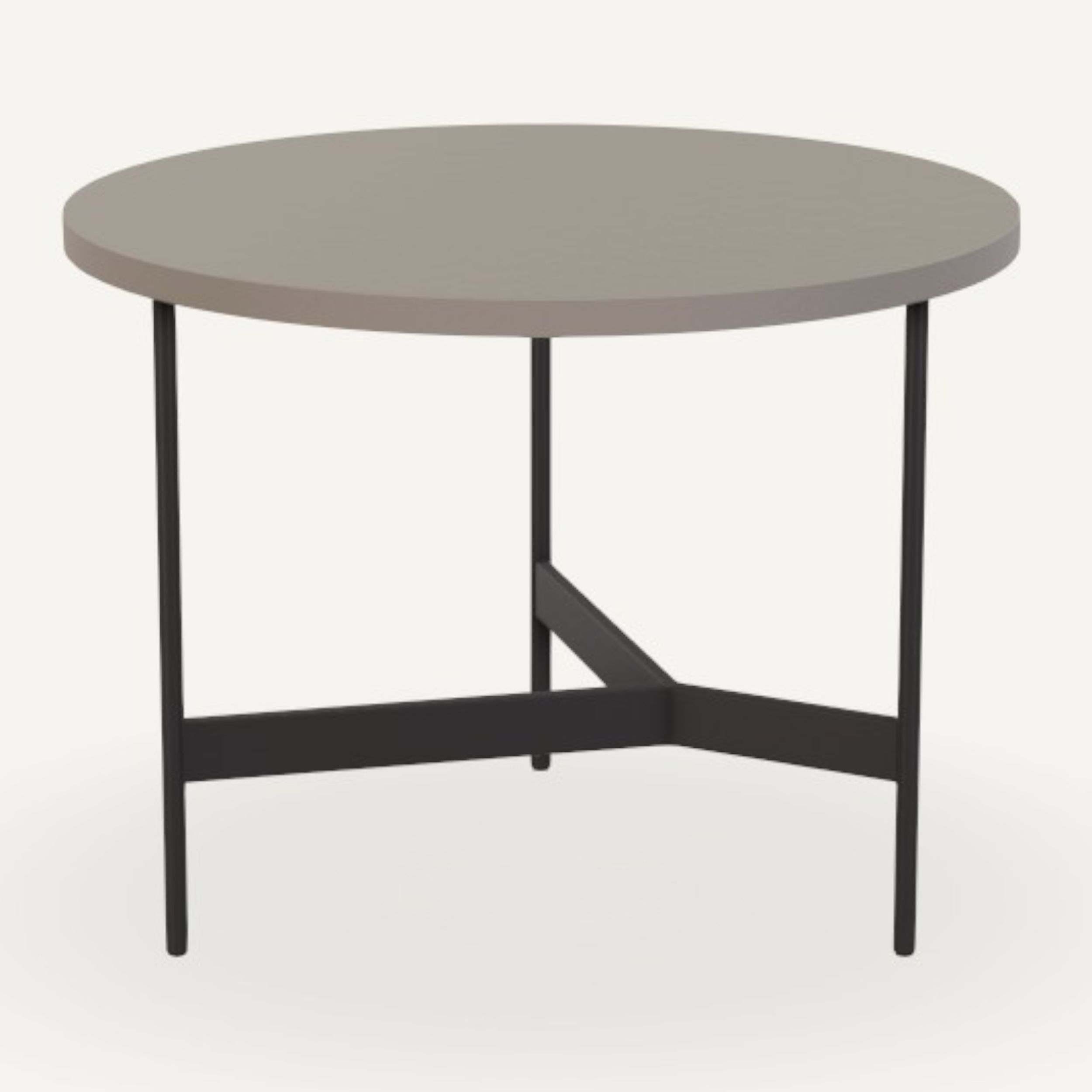 Beistelltisch Tampa round von Leolux mit grau lackierter Platte als Freisteller-Rendering.
