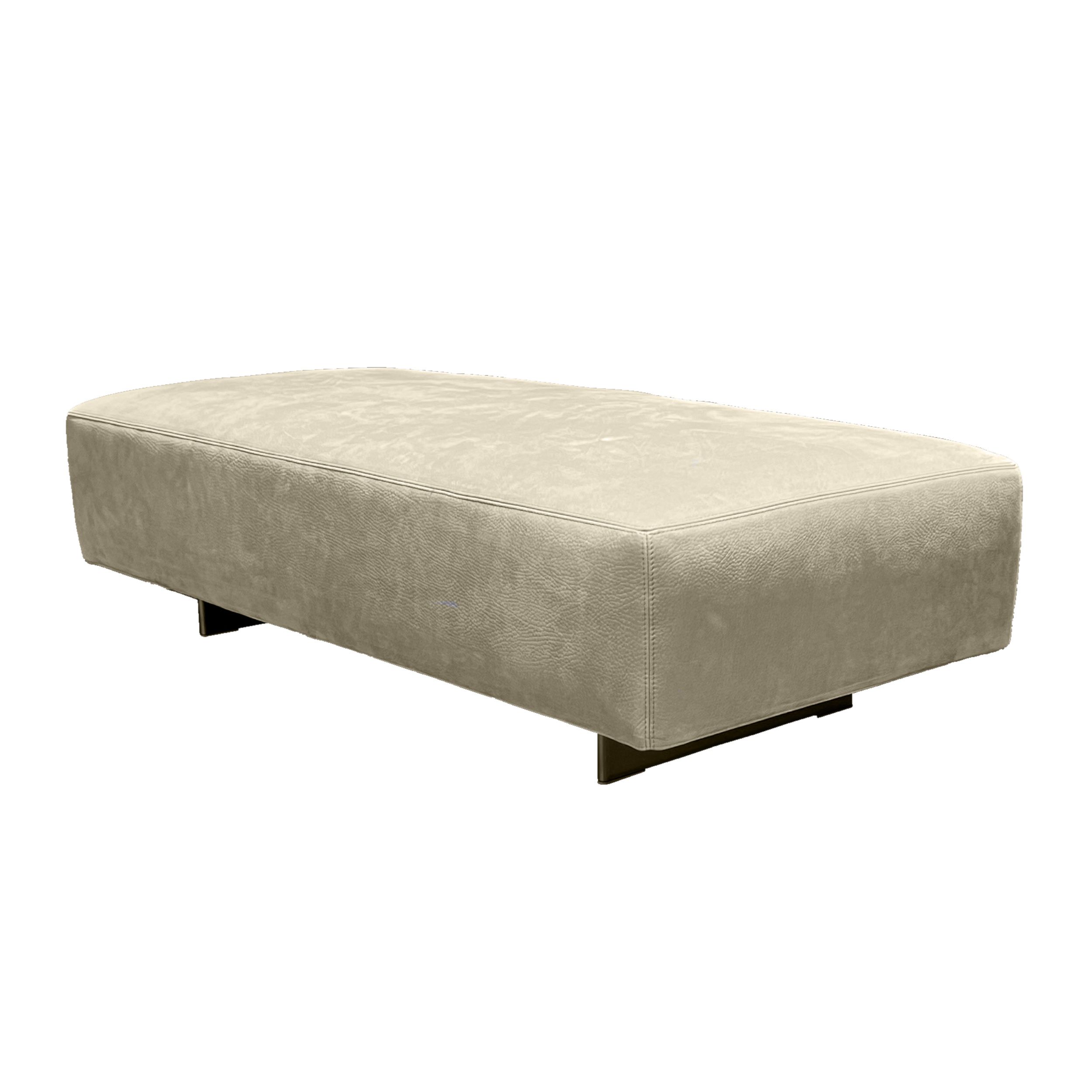 Hocker Damier Nubuk-Leder sabbia Freisteller Ansicht seitlich 
