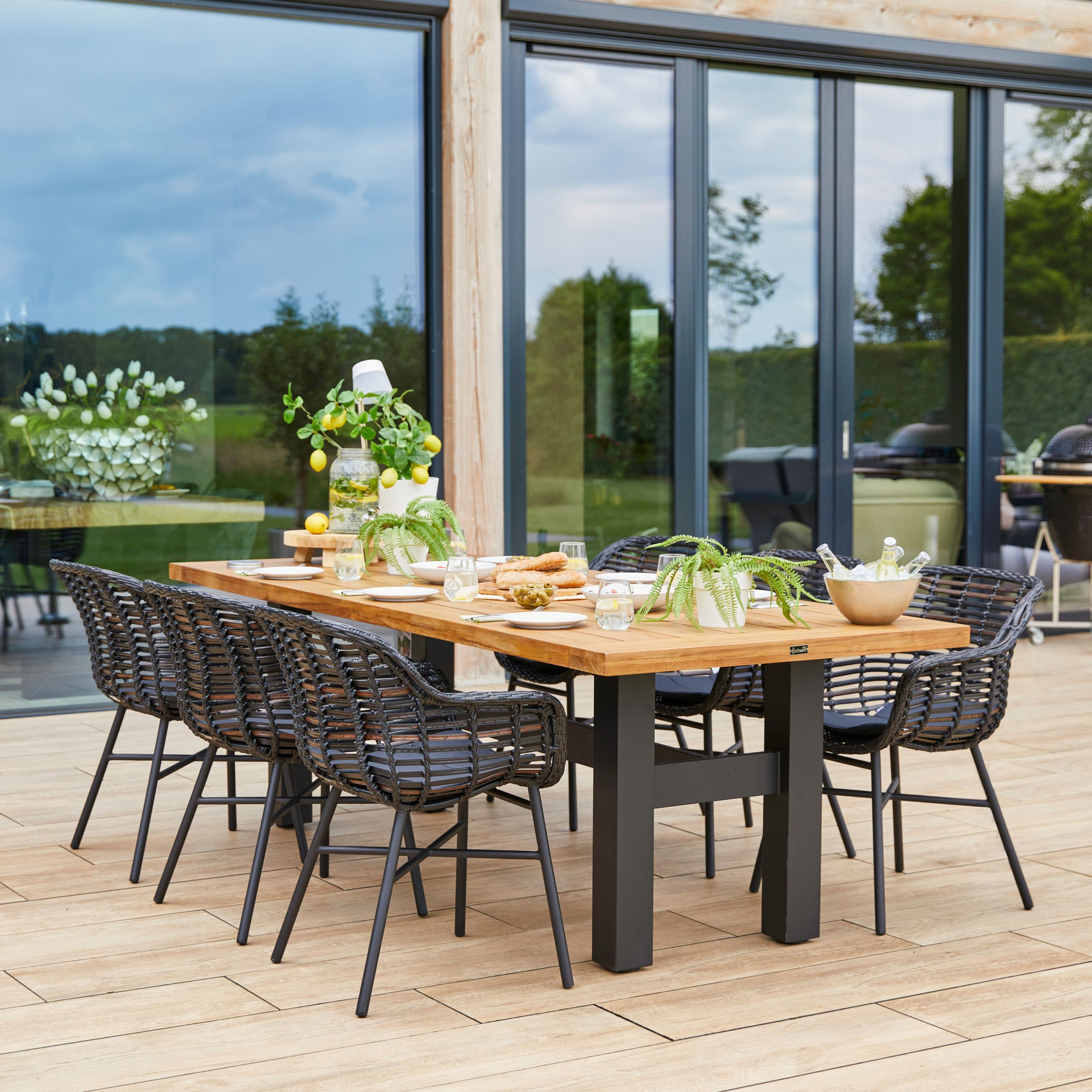 Gartenstuhl Havel Polyrattan Geflecht als Tischgruppe