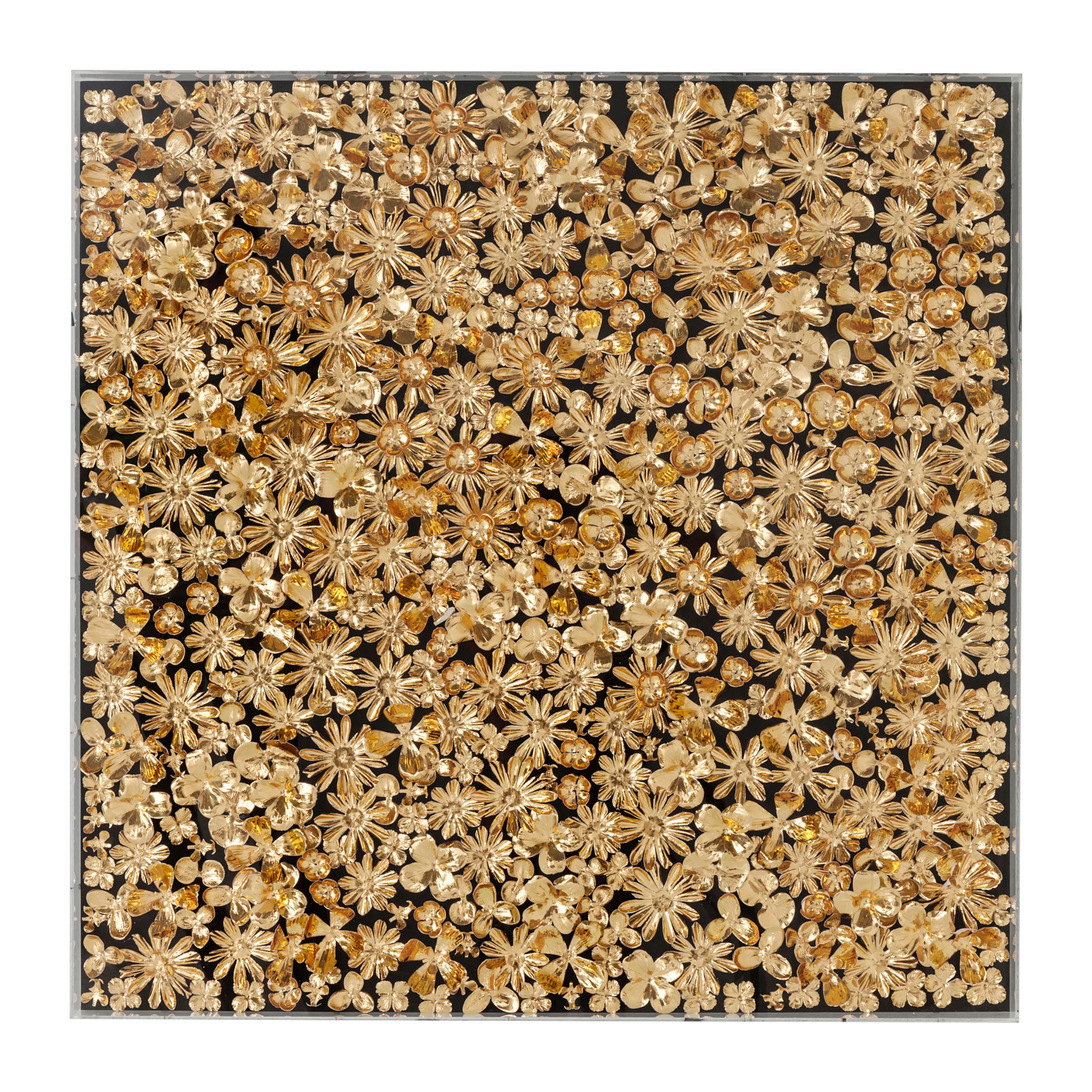 3D Bild Gold Flowers