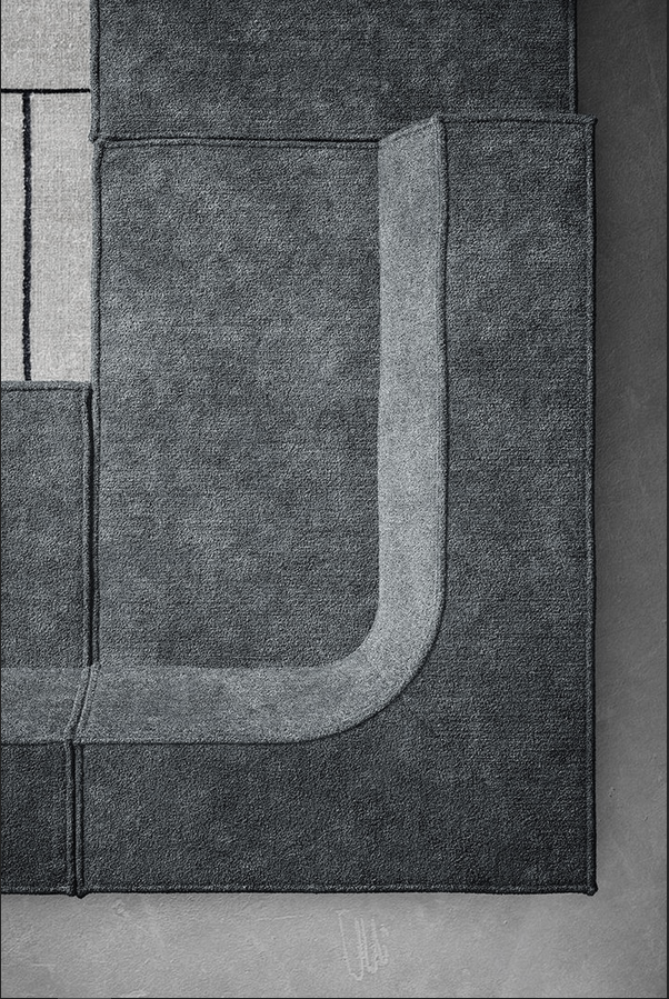 Sofa Trio von Cor in grauem Stoff im Milieubild als Draufsicht.