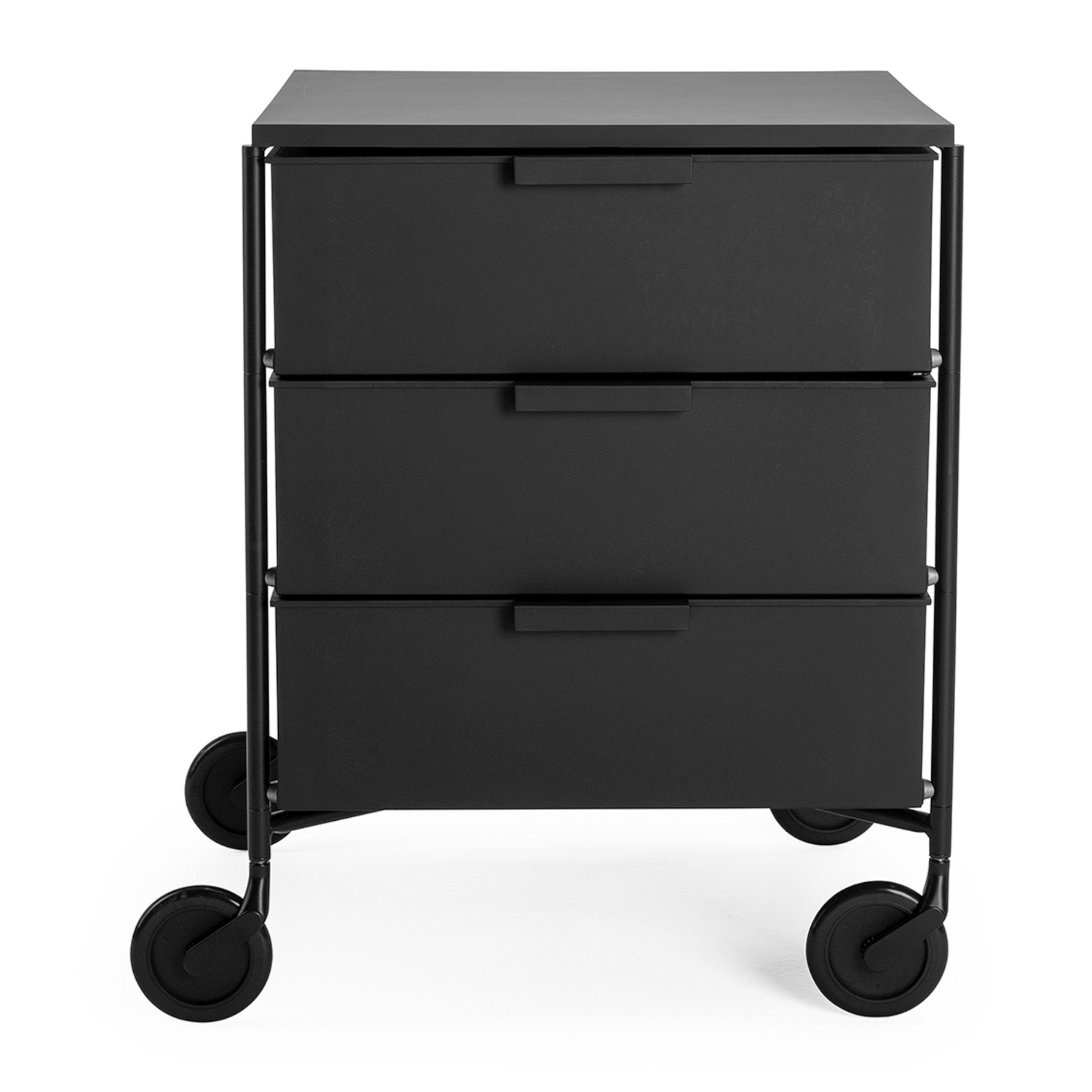 Rollcontainer Mobil Mat von Kartell in schwarz Frontansicht