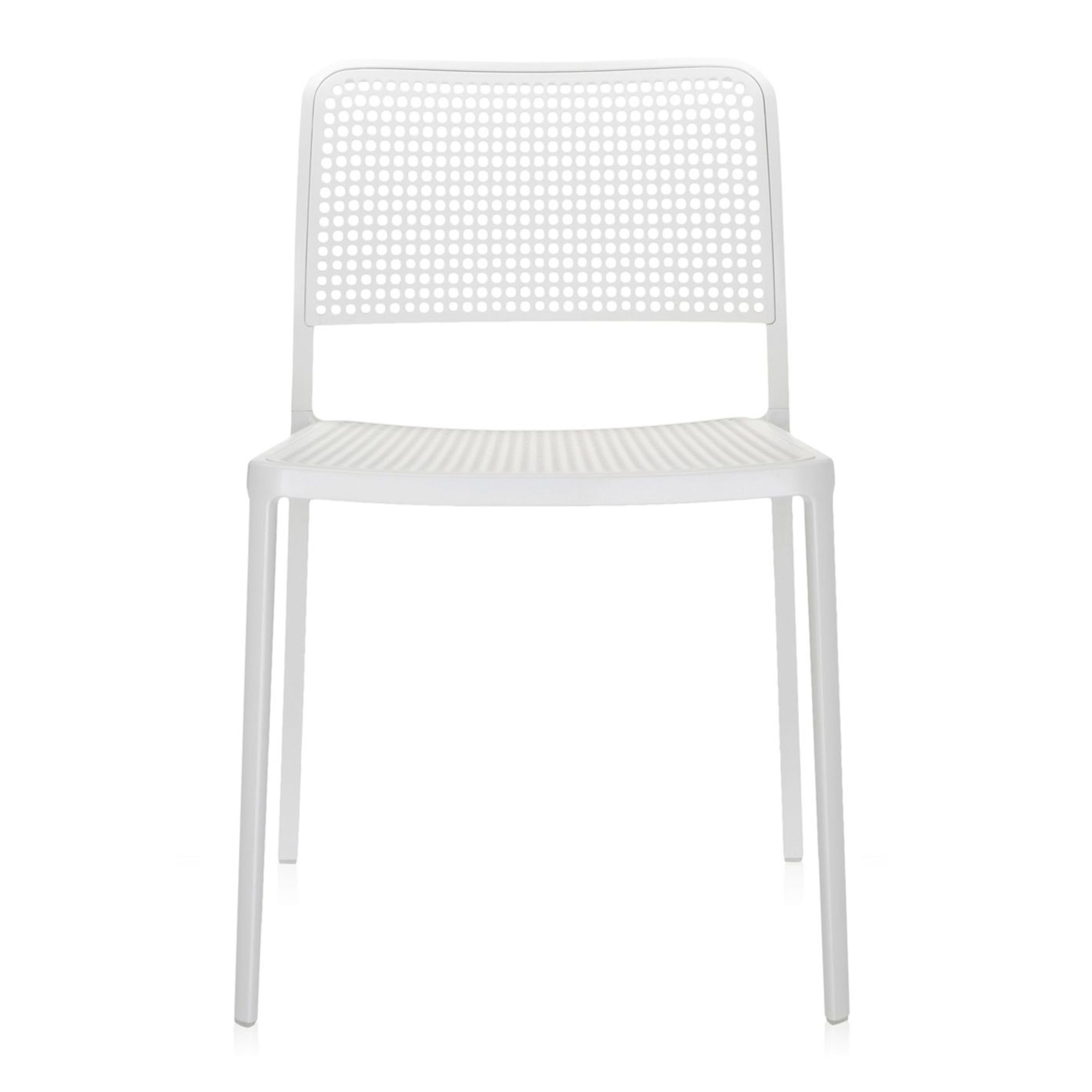 Gartenstuhl Audrey von Kartell in weiß als Freisteller frontal.