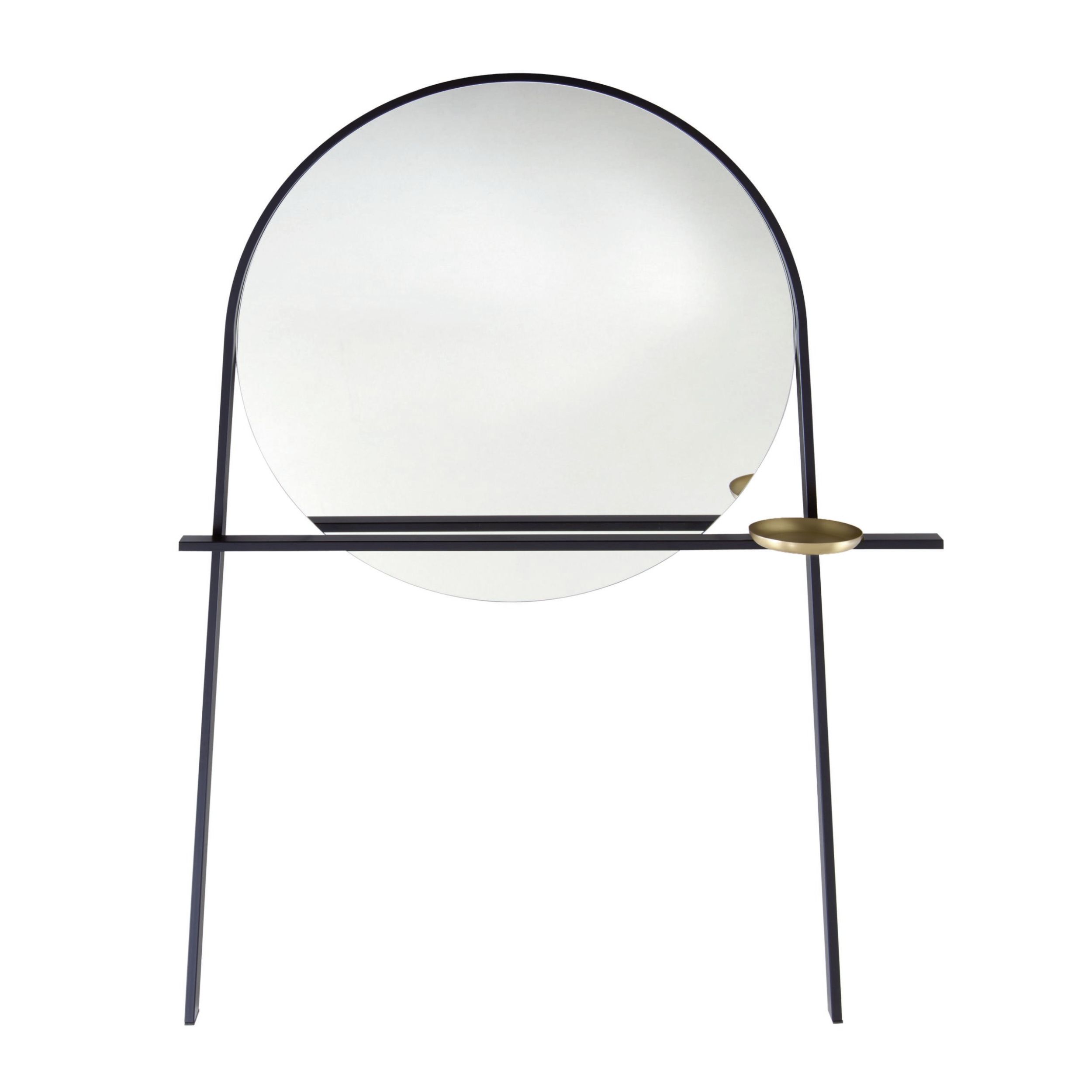 Stummer Diener mit Spiegel Geoffrey von Ligne Roset in schwarz als Freisteller frontal.