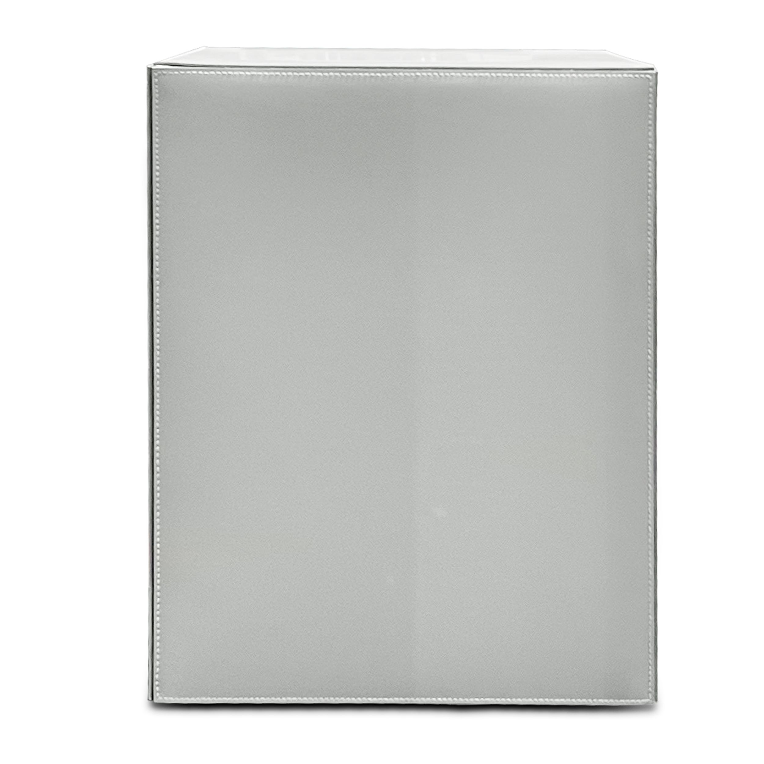 Hocker Solid Saddle-Hide von Minotti in grauem Kernleder als Freisteller frontal.