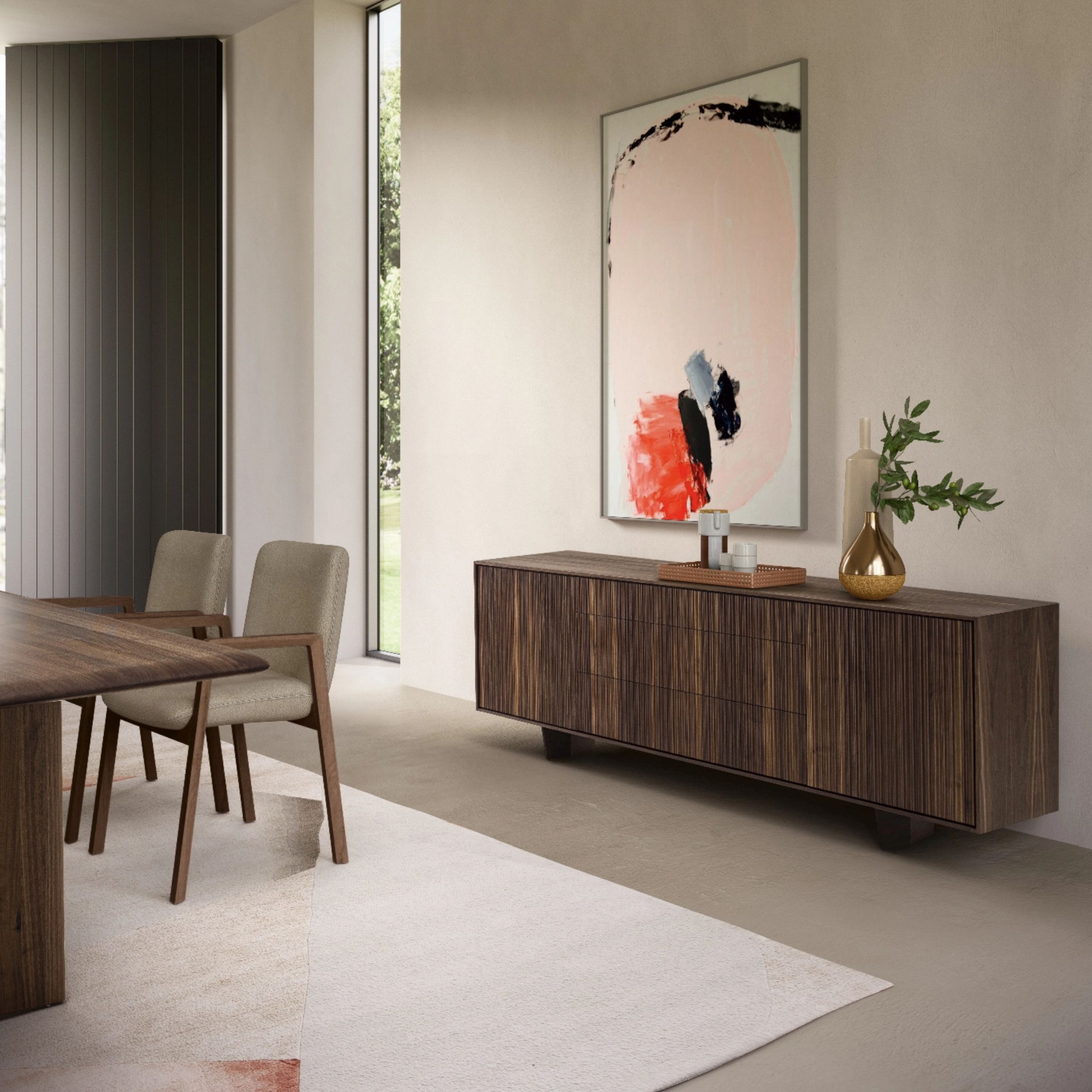 Sideboard Vela von Riva in Nussbaum als Milieubild.