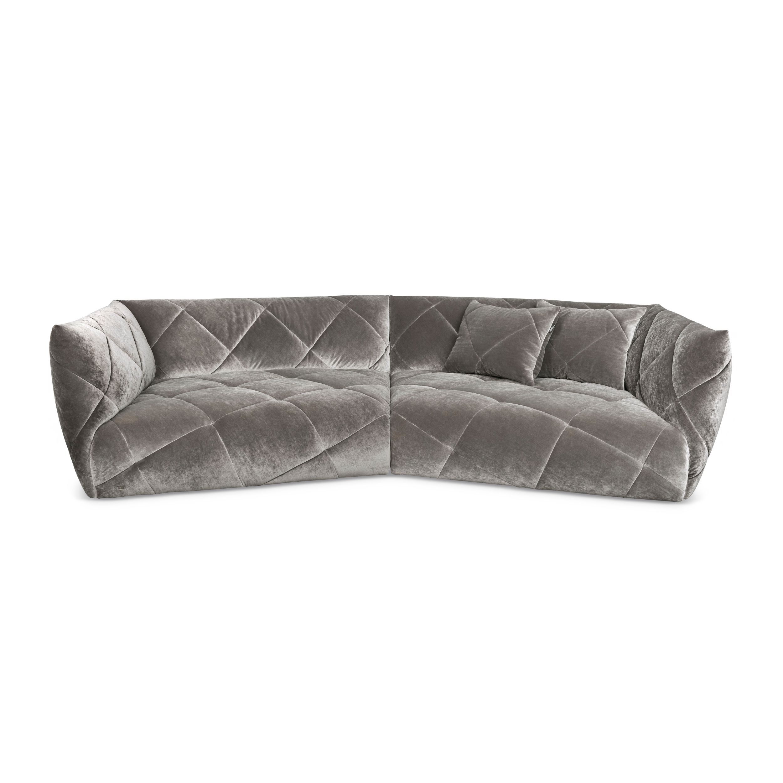 Sofa Teratai von Bretz als Freisteller frontal in grau