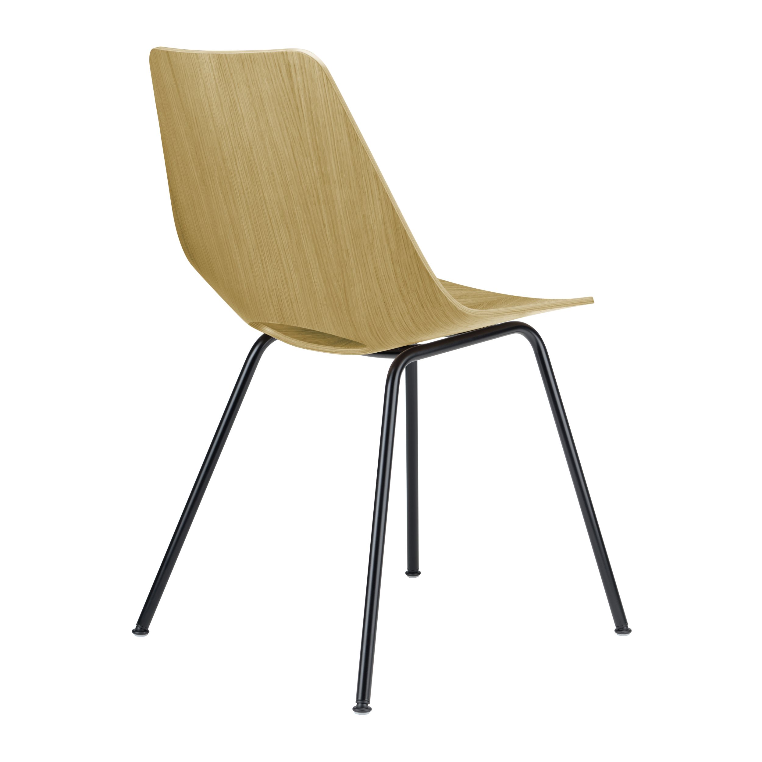 Schalenstuhl S 661 von Thonet in Eiche als Freisteller von schräg hinten.