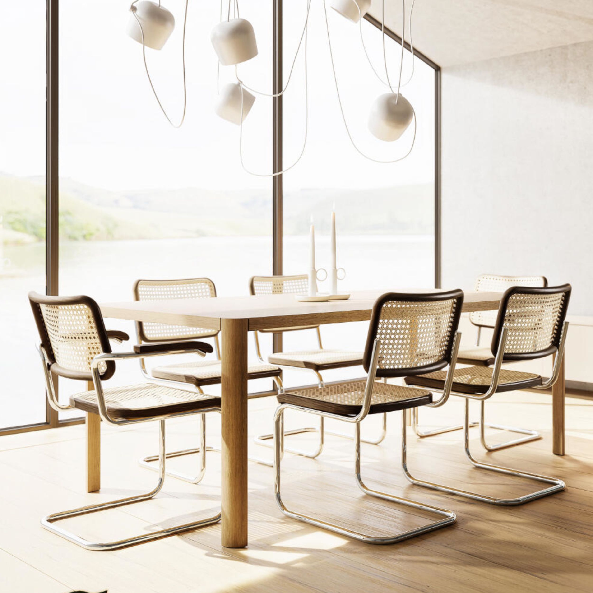 Freischwinger S 32 V von Thonet in schwarz als Milieubild.